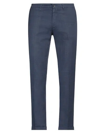 RE-HASH RE_HASH MAN PANTS NAVY SIZE 34 COTTON, LINEN, POLYESTER, ELASTANE