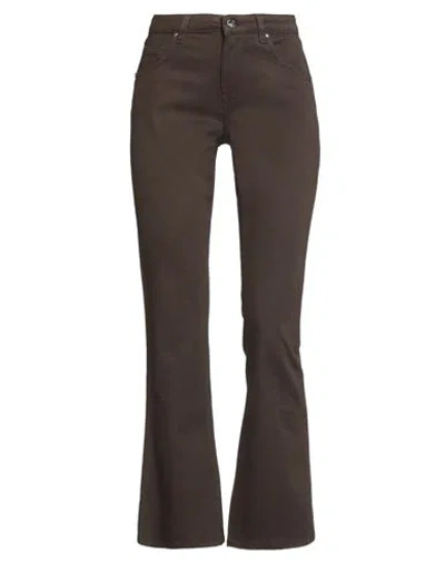 Re-hash Re_hash Woman Pants Chocolate Brown Size 25 Cotton, Lyocell, Elastane In Black