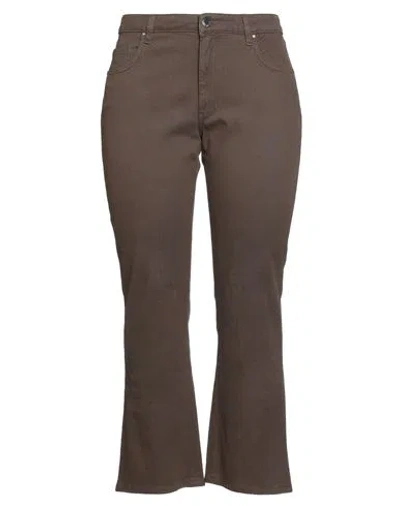 Re-hash Re_hash Woman Pants Dark Brown Size 32 Cotton, Lyocell, Elastane