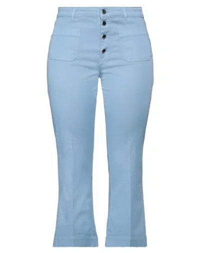 Re-hash Re_hash Woman Pants Light Blue Size 32 Cotton, Elastane