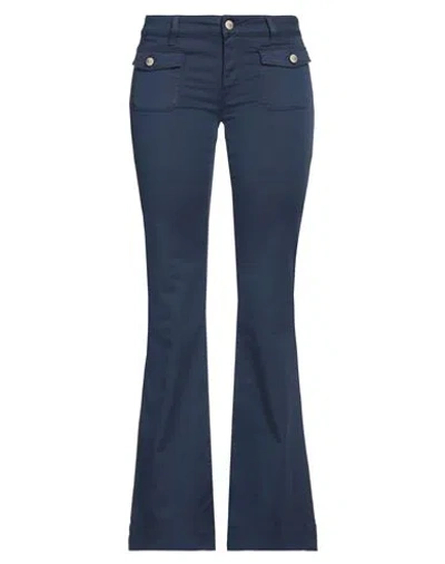 Re-hash Re_hash Woman Pants Navy Size 29 Cotton, Elastane In Navy Blue
