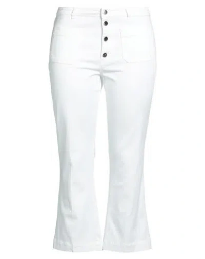 Re-hash Re_hash Woman Pants White Size 33 Cotton, Elastane
