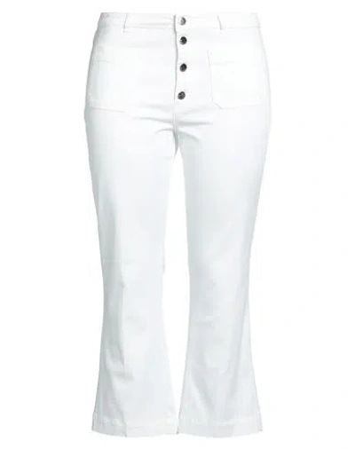 Re-hash Re_hash Woman Pants White Size 33 Cotton, Elastane In White