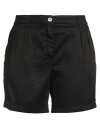 Re-hash Re_hash Woman Shorts & Bermuda Shorts Black Size 32 Linen, Cotton, Elastane In Black