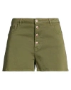 Re-hash Re_hash Woman Shorts & Bermuda Shorts Military Green Size 32 Cotton, Elastane In Green