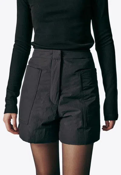Re Rhee 3d Pocket Padded Mini Shorts In Black
