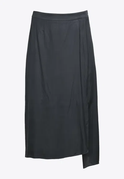 Re Rhee High-low Satin Skirt In Gray