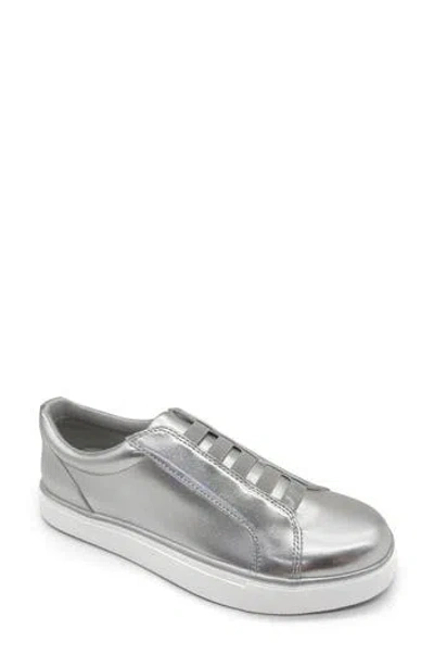 Reaction Kenneth Cole Bonnie Metallic Slip-on Sneaker In Silver