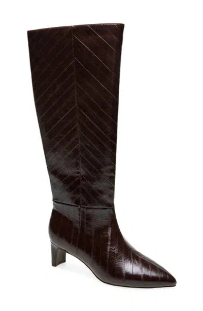 Reaction Kenneth Cole Boysen Croc Embossed Faux Leather Knee High Boot In Multi