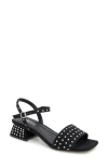 Reaction Kenneth Cole Buena Block Heel Sandal In Black Micro