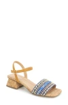 Reaction Kenneth Cole Buena Block Heel Sandal In Blue Fabric
