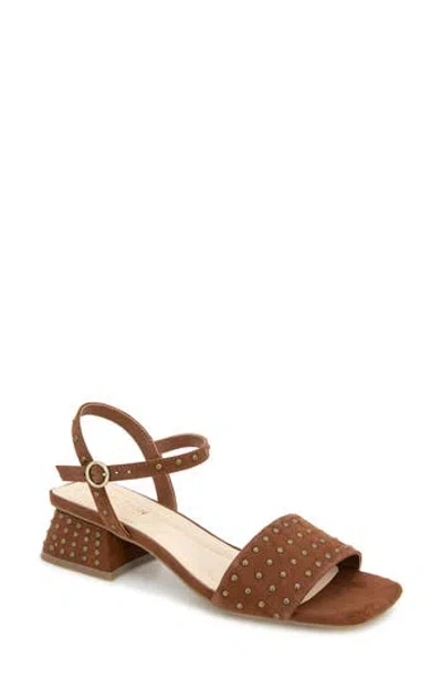 Reaction Kenneth Cole Buena Block Heel Sandal In Luggage Micro