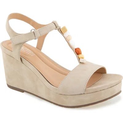 Reaction Kenneth Cole Cabo T-strap Wedge Platform Sandal In Brown