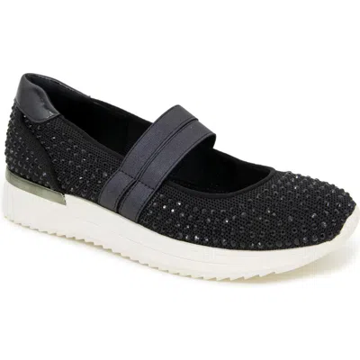 Reaction Kenneth Cole Caldwell Rhinestone Flat In Black Knit
