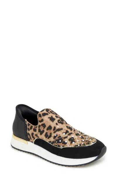 Reaction Kenneth Cole Cameron Rhinestone Sneaker In Leopard Neoprene