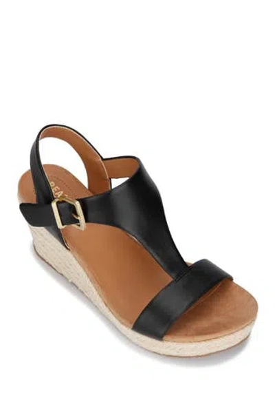 Reaction Kenneth Cole Card Platform Wedge Sandal In Black
