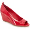 Reaction Kenneth Cole Elinor Wedge Pump In Red Rio Patent