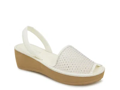 Reaction Kenneth Cole Fine Glass Wedge Sandal In White