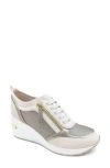 Reaction Kenneth Cole Fiona Platform Wedge Sneaker In Cream Mesh