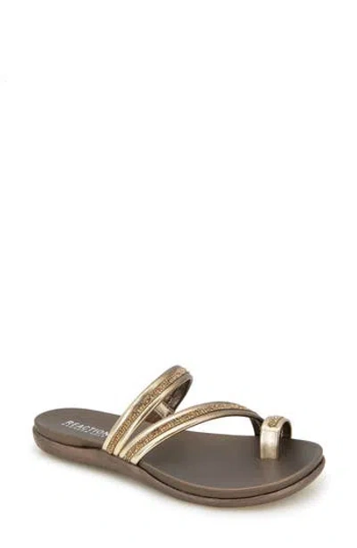 Reaction Kenneth Cole Gia Crystal Strap Slide Sandal In Bronze