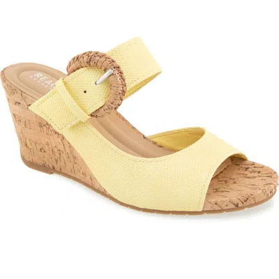 Reaction Kenneth Cole Gibbs Wedge Sandal In Yellow