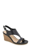 Reaction Kenneth Cole Greatly Platform Wedge Sandal In Black Woven