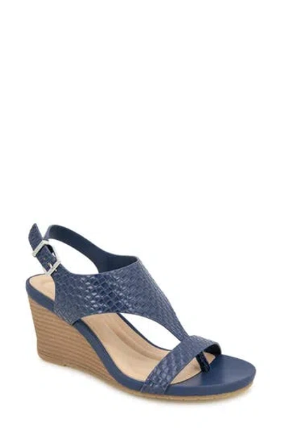 Reaction Kenneth Cole Greatly Platform Wedge Sandal In Navy Woven