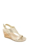 Reaction Kenneth Cole Greatly Platform Wedge Sandal In Soft Gold Snake
