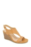 Reaction Kenneth Cole Greatly Platform Wedge Sandal In Tan Woven