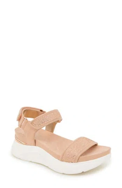 Reaction Kenneth Cole Halsey Ankle Strap Platform Sandal In Blush Knit