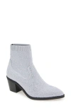 Reaction Kenneth Cole Jess Bejeweled Sock Bootie In Silver Knit