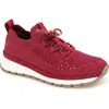 Reaction Kenneth Cole Kacey Rhinestone Knit Sneaker In Brick Red Knit