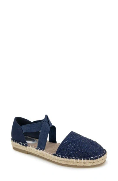 Reaction Kenneth Cole Luna Glitter Espadrille Sandal In Navy Knit