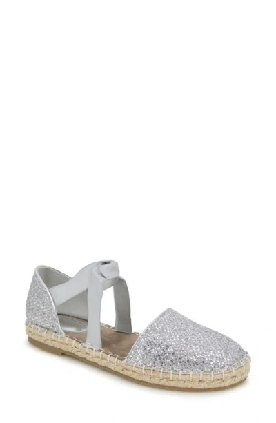 Reaction Kenneth Cole Luna Glitter Espadrille Sandal In Silver Mesh