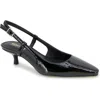 Reaction Kenneth Cole Maggie Kitten Heel Slingback Pump In Black Crinkle Patent
