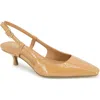 Reaction Kenneth Cole Maggie Kitten Heel Slingback Pump In Camel Patent