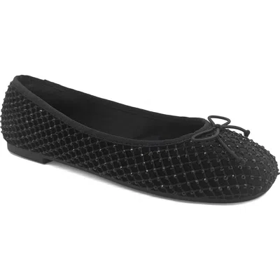 Reaction Kenneth Cole Palmer Mesh Rhinestone Diamond Mesh Ballet Flat In Black Mesh