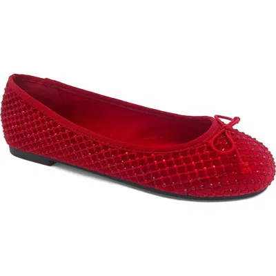 Reaction Kenneth Cole Palmer Mesh Rhinestone Diamond Mesh Ballet Flat In Red