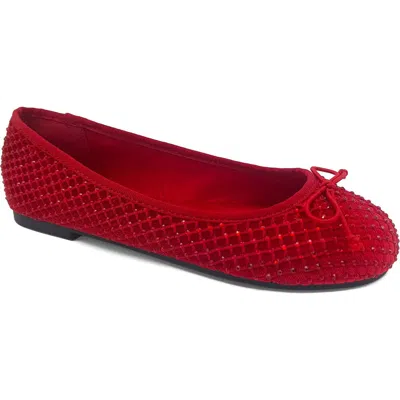 Reaction Kenneth Cole Palmer Mesh Rhinestone Diamond Mesh Ballet Flat In Red/red