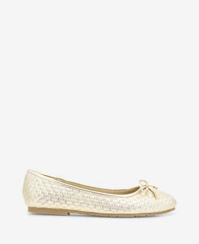 Reaction Kenneth Cole Reaction - Elstree Metallic Woven Ballet Flat In Gold Woven