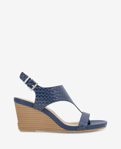 Reaction Kenneth Cole Reaction - Greatly Woven Wedge Thong Sandal In Navy Woven
