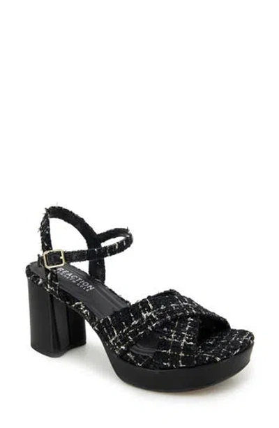 Reaction Kenneth Cole Reeva Ankle Strap Platform Sandal In Black Fabric