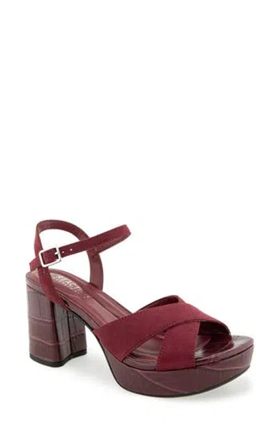 Reaction Kenneth Cole Reeva Ankle Strap Platform Sandal In Burgundy Micro