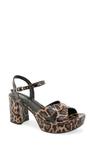 Reaction Kenneth Cole Reeva Ankle Strap Platform Sandal In Natural/ Black