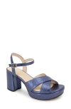 Reaction Kenneth Cole Reeva Ankle Strap Platform Sandal In Navy Metallic