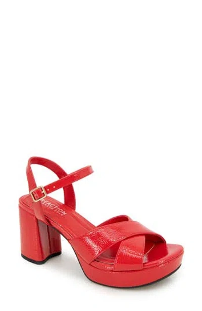 Reaction Kenneth Cole Reeva Ankle Strap Platform Sandal In Red