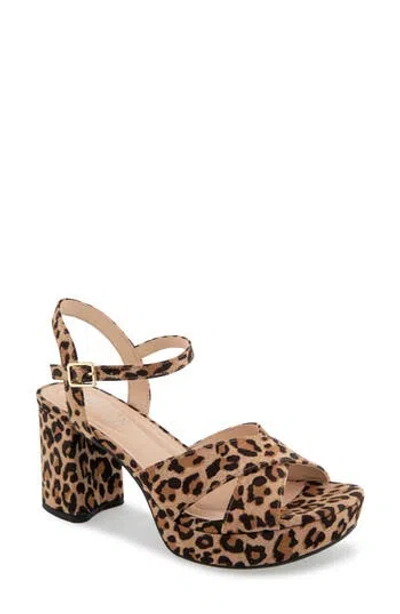 Reaction Kenneth Cole Reeva Platform Ankle Strap Sandal In Leopard Micro