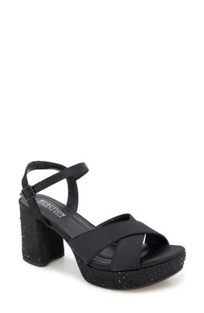 Reaction Kenneth Cole Reeva Platform Sandal In Black Silk