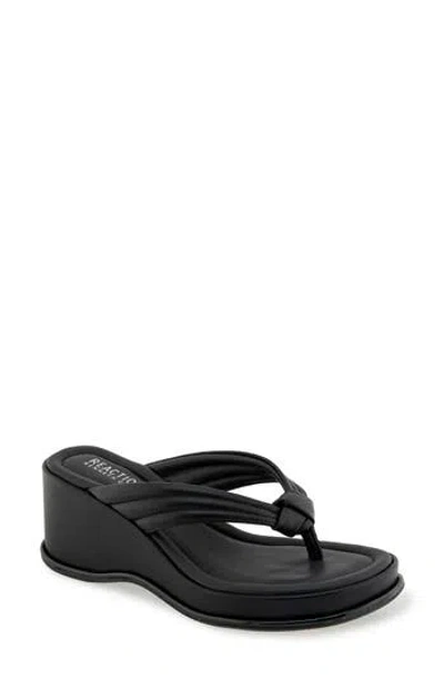 Reaction Kenneth Cole Rixton Platform Wedge Thong Sandal In Black