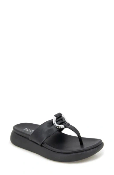 Reaction Kenneth Cole Tina Thong Sandal In Black Nylon